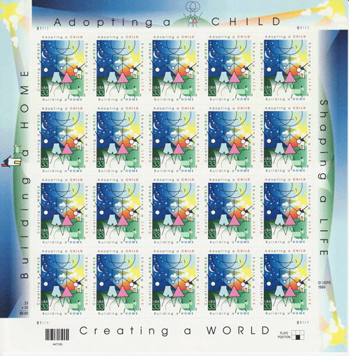 Adopting a Child stamp sheet -- Children, #3398