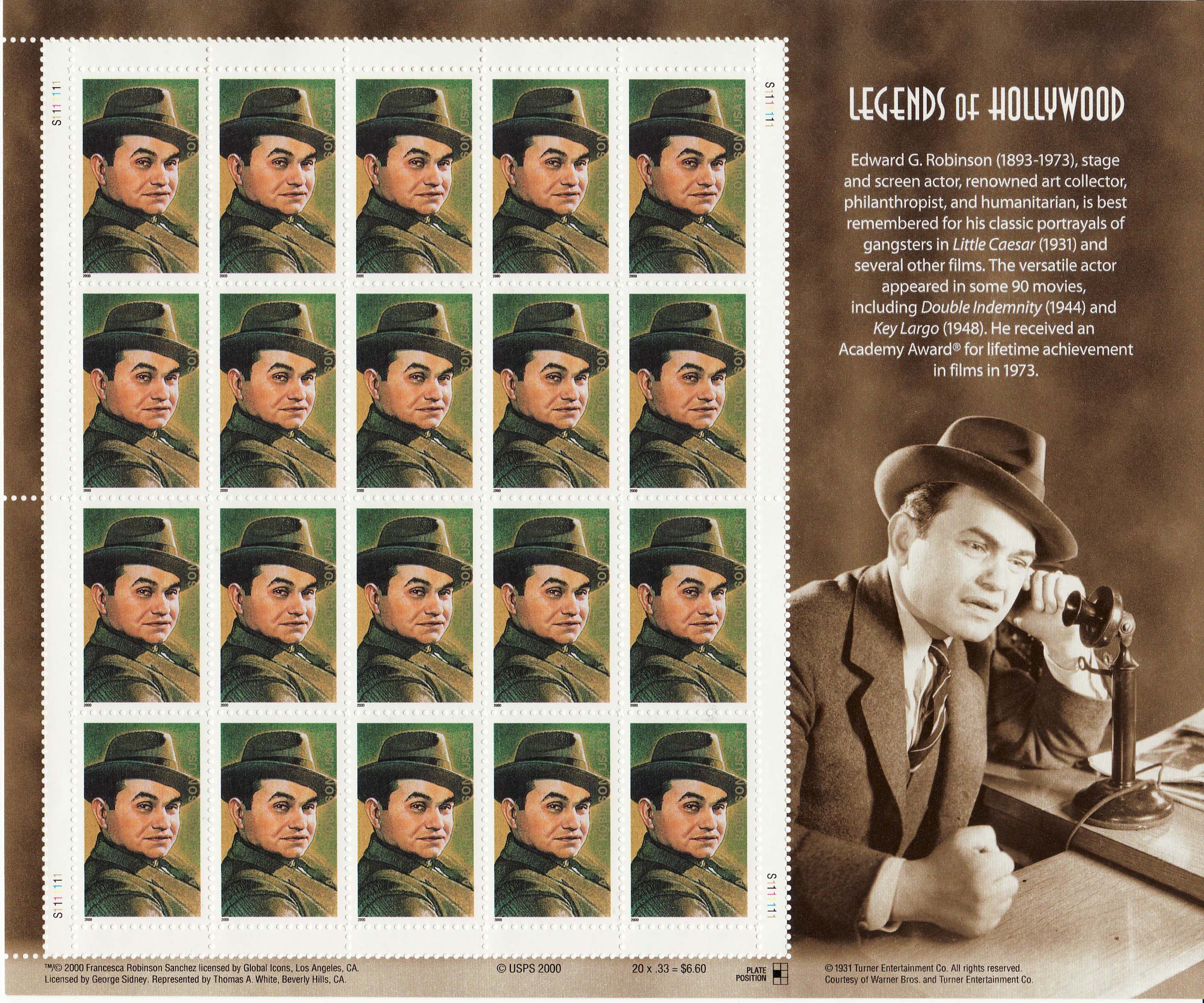 Edward G. Robinson stamp sheet