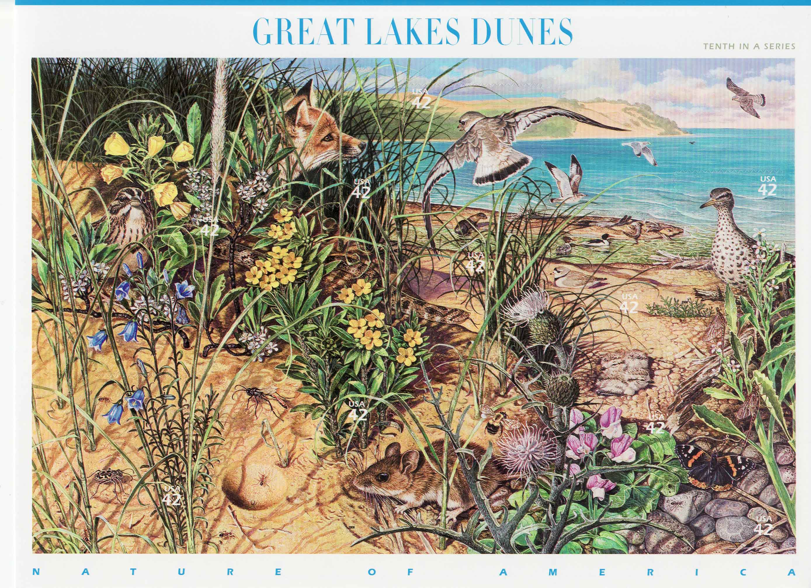 Great Lakes Dunes stamp sheet