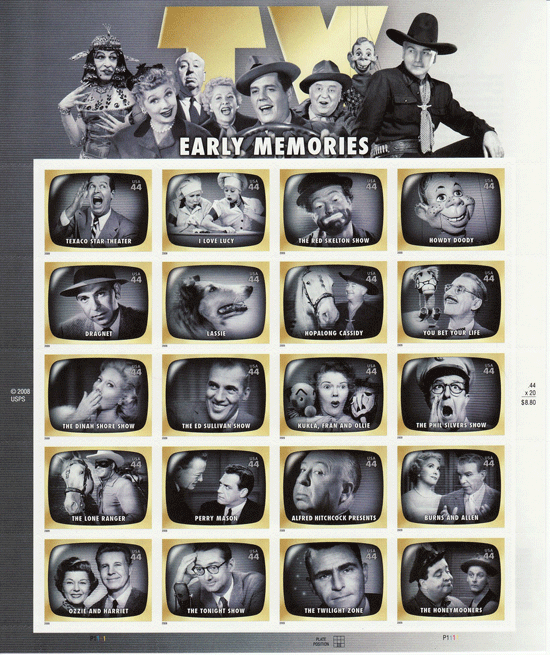 TV Early Memories stamfp sheet