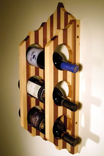 Three on-the-wall Maple Wine Rack