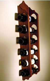 Six on-the-wall Walnut Wine Rack
