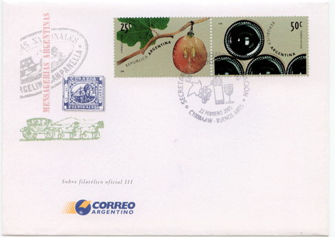 Argentina FDC featuring wine bottles