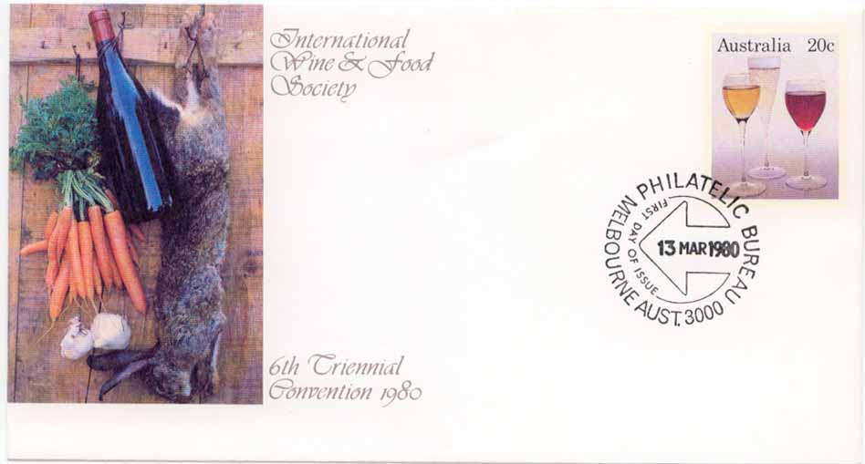 Australia FDC featuring wine glasses